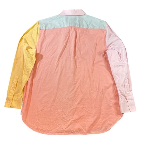 Lands End Colorblock Button-Down Shirt Cotton Spandex Blend Multicolor 90's - XL - Picture 2 of 7